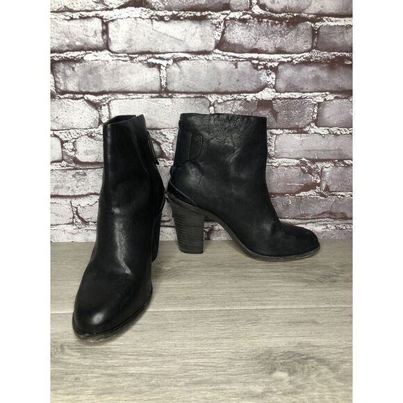 Rag & Bone Black Leather Ankle Back Zip Heel Booties Women Sz 39.5EU/9M US - Picture 9 of 16